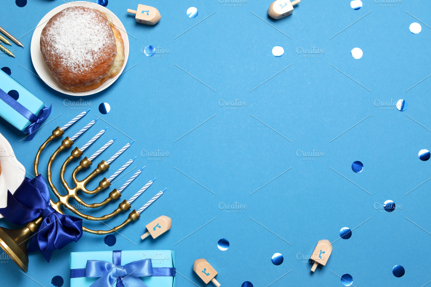 Сoncept of Jewish holiday, Hanukkah, space for text, an Industrial Photo by AtlasStudio PRO