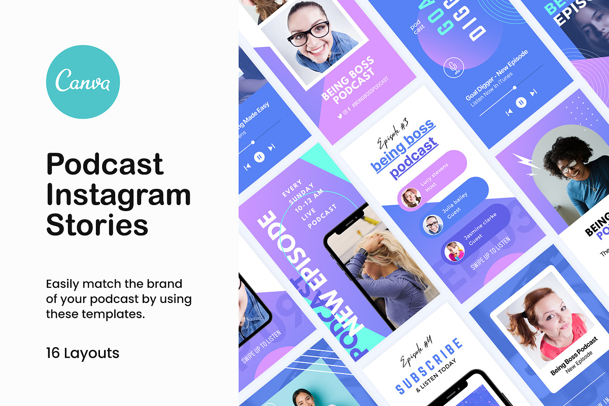 Podcast Instagram Stories Canva, a Social Media Template by Crevo Studio (Photo 1 of 10)