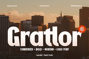 Gratlor - Bold Condensed Fonts, a Sans Serif Font by Iqsiart Studio