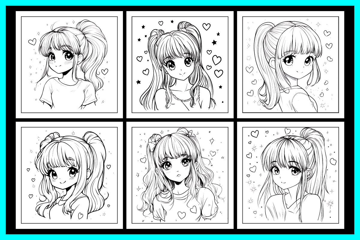 Valentine Anime Coloring Pages, a Person Illustration by protabsorkar11 (Photo 3 of 7)