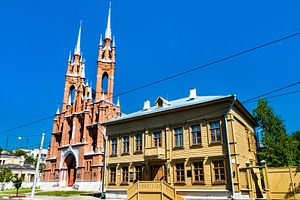 Sacred heart catholic church in sama stock photo containing samara and russia, an Architecture Photo by Leonid Andronov
