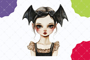 Quirky Halloween Girl Clipart Zombie, an Illustration by designcity5 (Thumbnail 4 of 5)