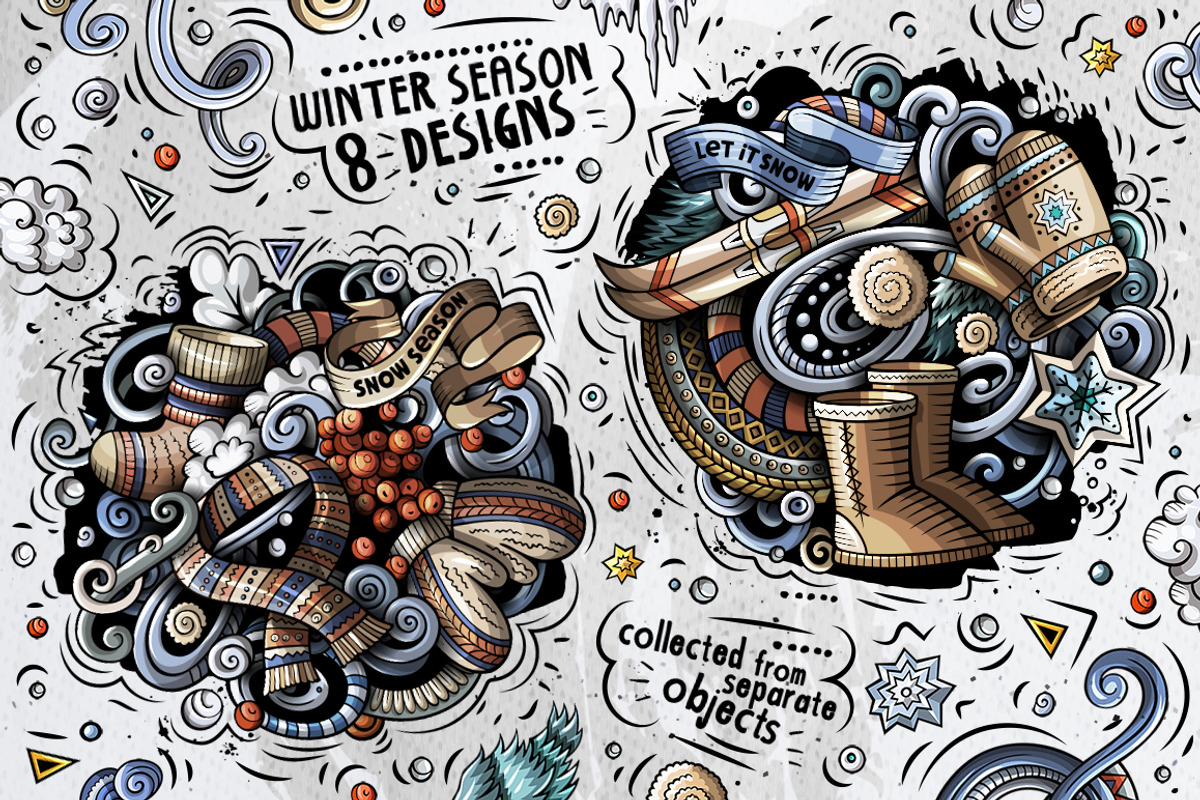 Winter Doodle Big Pack, a Decorative Illustration by BALABOLKA (Photo 2 of 12)