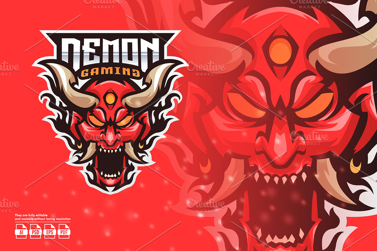 Demon Mascot Esport Logo, a Branding & Logo Template by prps.std (Photo 1 of 3)