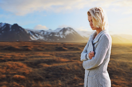Autumn stock photo containing woman and sad