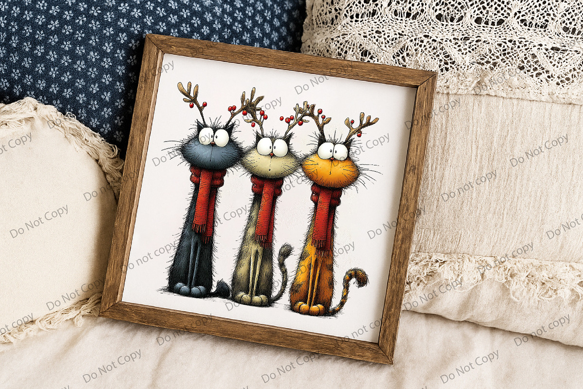 Quirky Christmas Three Cat PNG, an Illustration by Libby Wishes (Photo 7 of 8)
