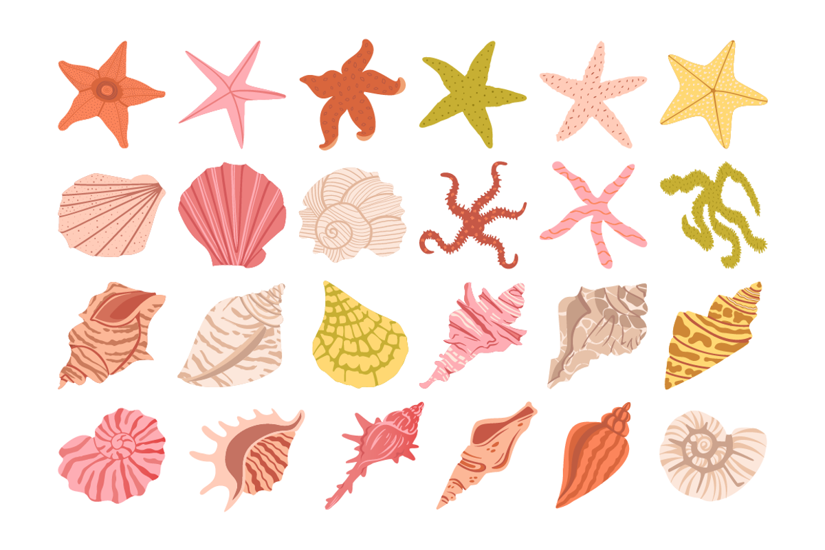 Coastal Beach Vector Set, a Seasonal Illustration by Zeukaa (Photo 3 of 7)