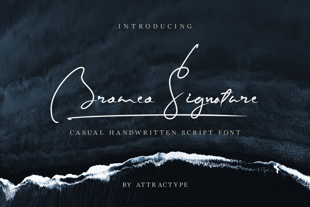 Bromeo Signature - Casual Font, a Script Font by Attractype (Photo 1 of 12)