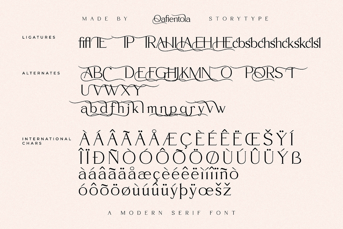 Qafientola A Modern Stylish Serif, a Serif Font by Storytype Studio (Photo 14 of 15)
