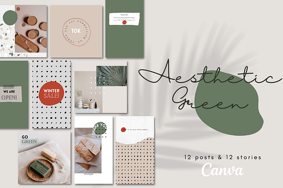 Aesthetic Green - CANVA templates preview 8