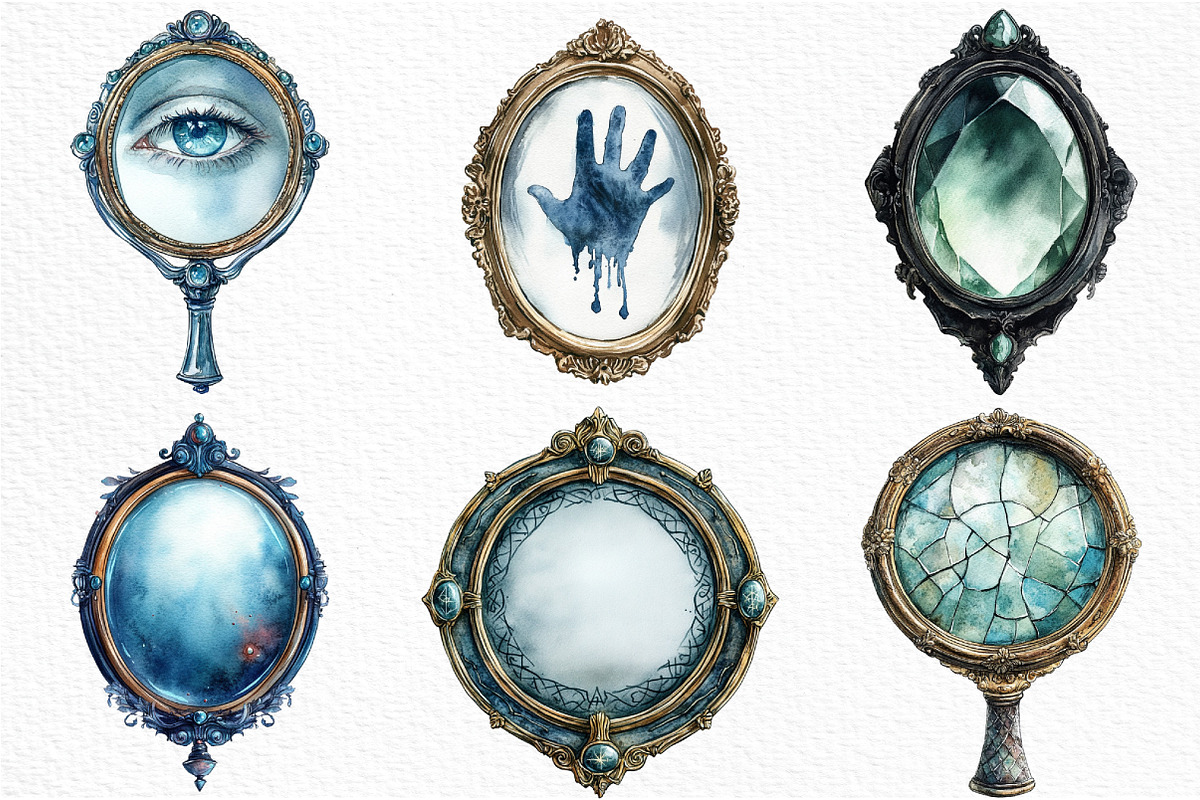 Watercolor Halloween Mirror Clipart, an Illustration by Craft Nest (Photo 3 of 5)