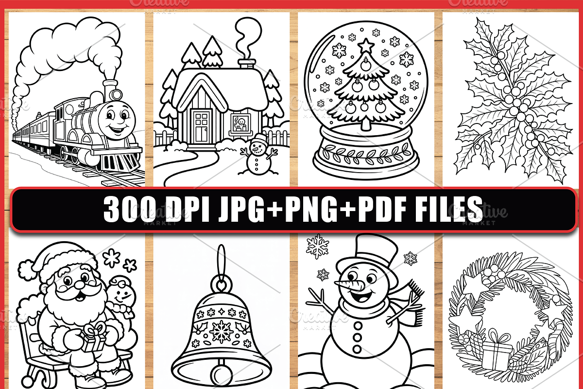 Adult Merry Christmas Coloring Pages, a Seasonal Illustration by Ink Gallery (Photo 2 of 6)