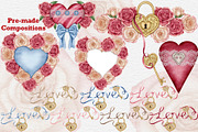 Valentines Roses watercolor clipart., a Seasonal Illustration by Happy Sloth Graphics (Thumbnail 5 of 12)