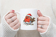 Christmas Robin Bird PNG, an Illustration by Watercolor design (Thumbnail 6 of 6)