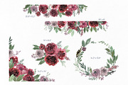 Watercolor Dusty Red Flowers, a Decorative Illustration by GraphicsDish (Thumbnail 3 of 3)
