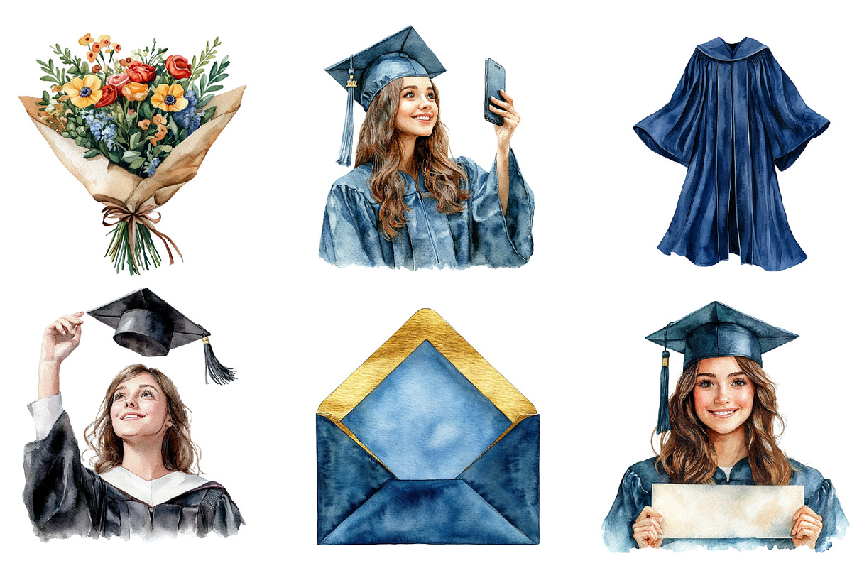 Graduation Watercolor PNG, an Illustration by SinaCreation (Photo 4 of 5)