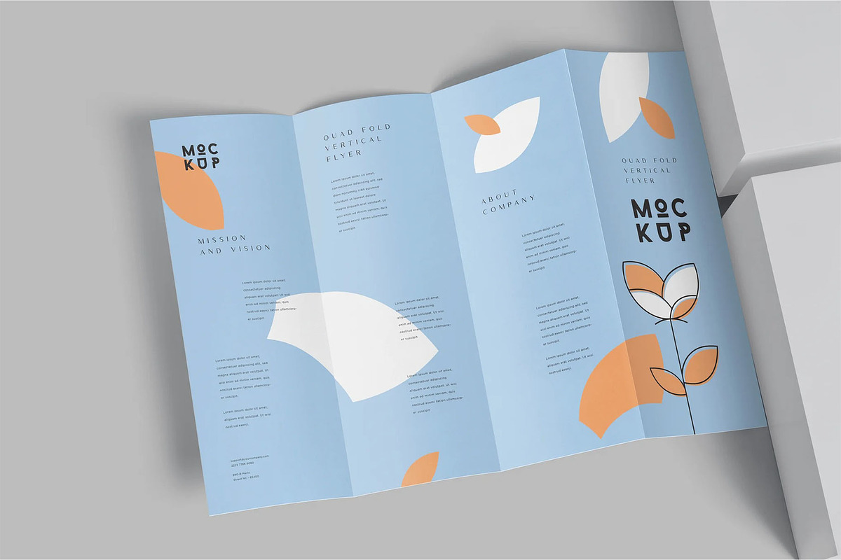 Quad Fold Vertical Flyer Mockups, an Advertising Mockup by megostudi0 (Photo 5 of 6)