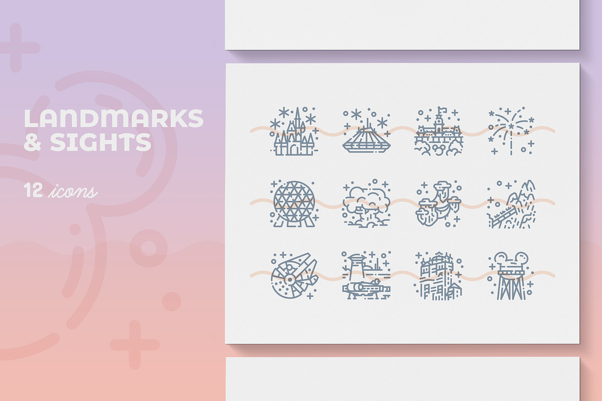 Mickey's Kingdom Line Art Icon Set, an Outline Icon by C.Gordon Illustration (Photo 2 of 7)