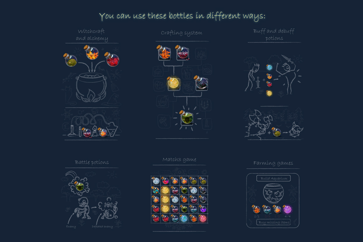 Magic bottles icons 2, an Illustration by Chuchilko shop (Photo 2 of 3)