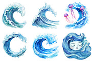 Ocean Waves Watercolor Bundle, an Illustration by Pixels.Craft (Thumbnail 2 of 8)