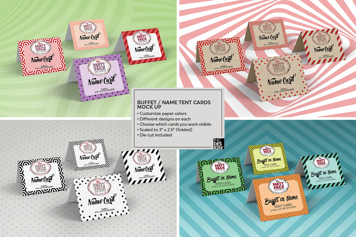 Buffet or Name Tent Cards Mockup, a Packaging Mockup by INCDesign (Photo 2 of 6)