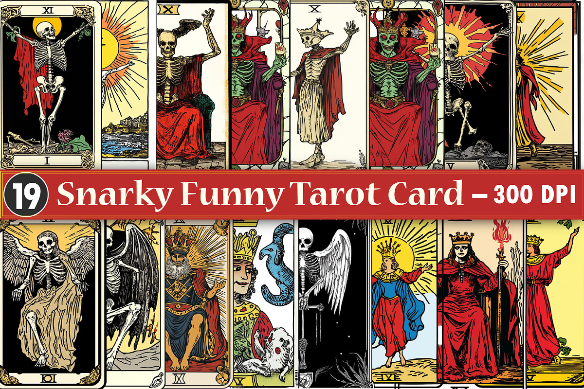 Snarky Funny Tarot Card Bundle, an Illustration by SinaCreation (Photo 1 of 5)