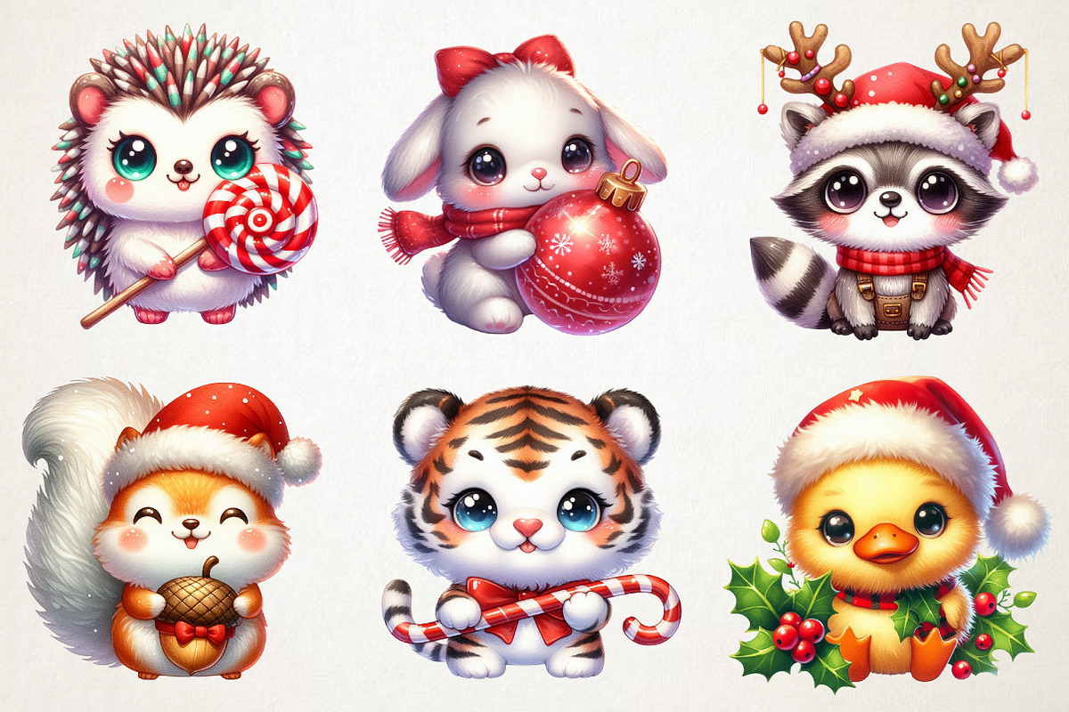 Kawaii Christmas Animals – PNG, an Illustration by RobertsArt (Photo 3 of 7)