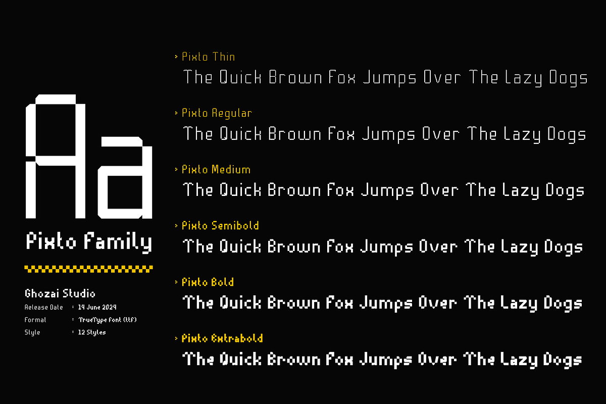 Pixto - Pixel Inspired Font, a Sans Serif Font by ghozai studio (Photo 2 of 7)