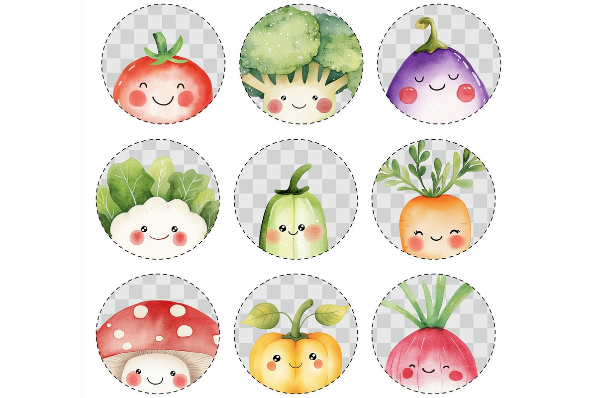 Cute Vegetables Watercolor Clipart, an Illustration by CharmClipart (Photo 9 of 10)