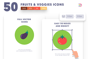 50 Fruits & Vegetable Icons