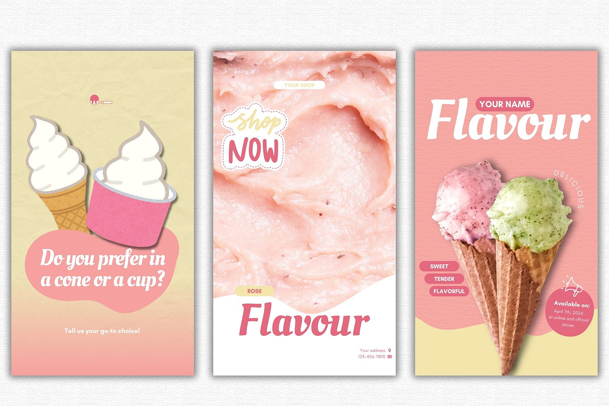 ICE CREAM shop Canva templates, a Social Media Template by Talipic Designs (Photo 4 of 7)