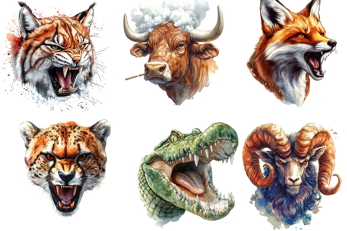 Aggressive Animals Head Clipart, an Illustration by DreamArtGraphic (Photo 5 of 6)