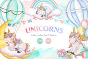 Unicorns. Watercolor set, an Animal Illustration by JuliaBadeeva (Thumbnail 1 of 11)