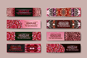 The banner set.Floral mandalas