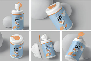 Wet Wipes Jar Mockups, a Packaging Mockup by megostudi0