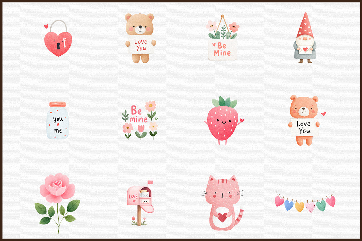 Hand-Drawn Valentine's Clipart PNG, an Illustration by Sublimation Artist (Photo 3 of 6)
