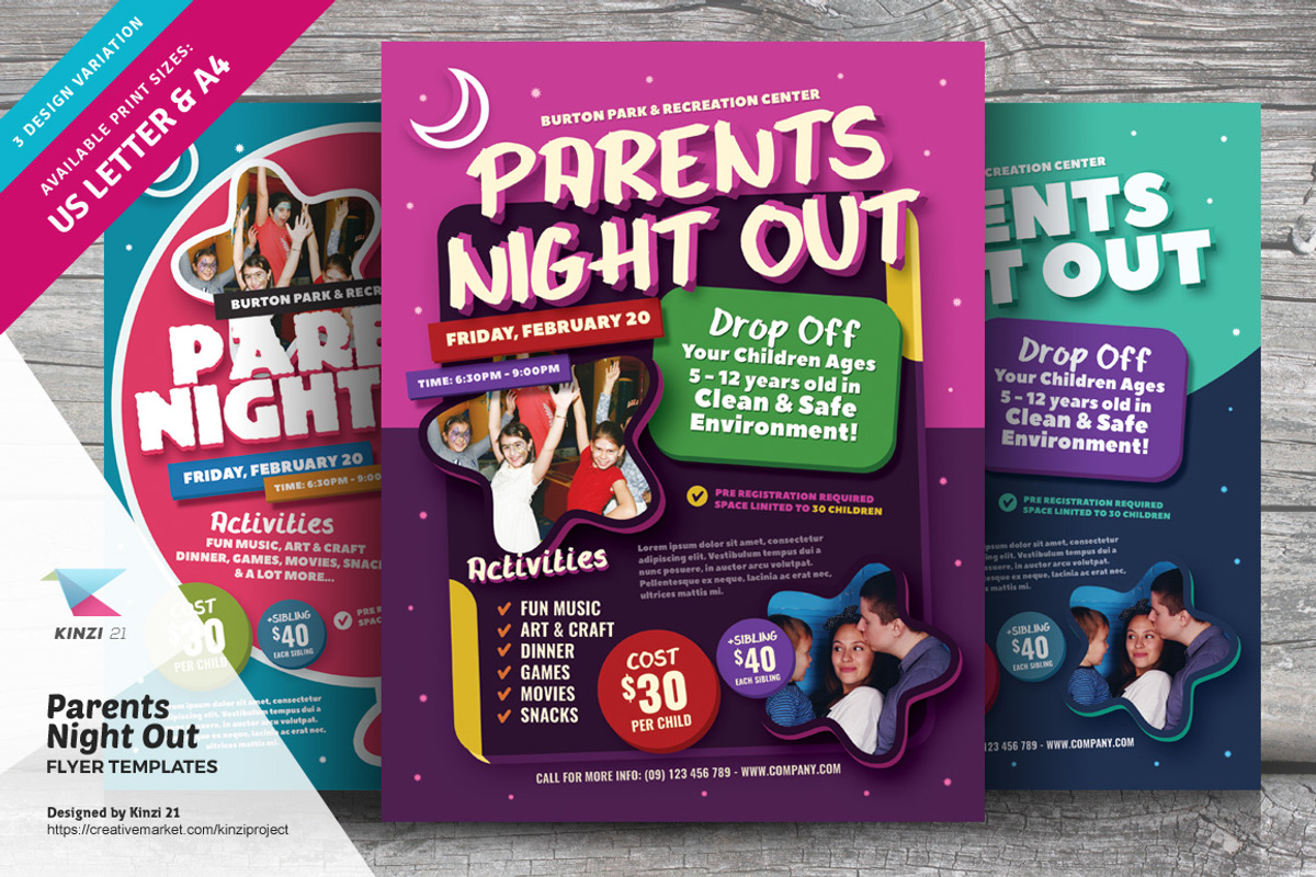 Parents Night Out Flyer Templates, a Flyer Template by kinzi21 (Photo 1 of 4)