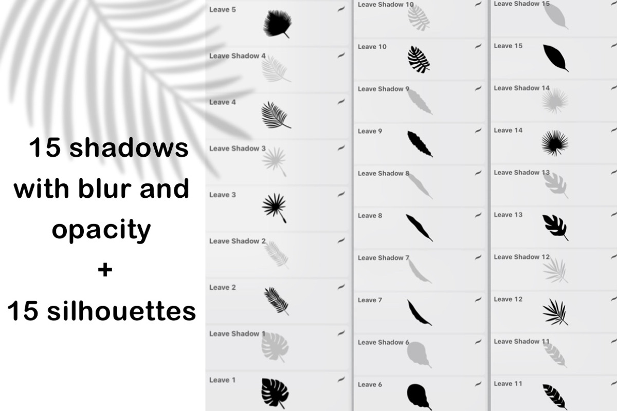 Leaves and Shadow Procreate Brushes, a Brush Add-On by Almazova Dolzhenko (Photo 2 of 3)