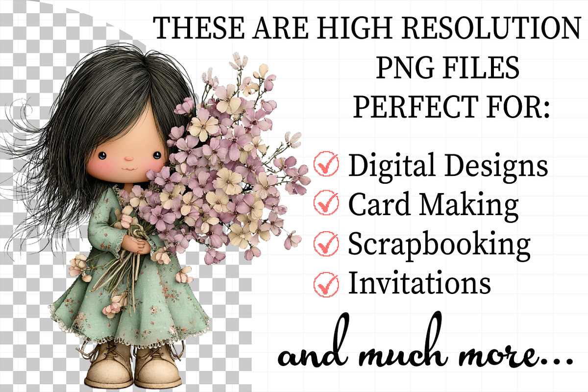 Girl and Flower Clipart Kids, an Illustration by Daily.Designs (Photo 2 of 8)