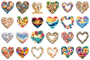 Whimsical Retro Beach Heart Clipart, an Illustration by designcity5 (Thumbnail 2 of 5)