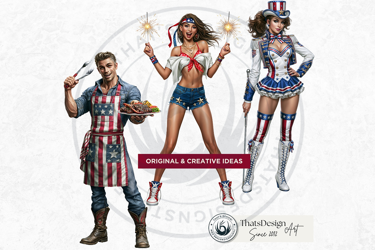 4th of july Patriotic Characters V2, a Person Illustration by ThatsDesignArt (Photo 4 of 10)