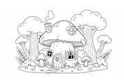 Whimsical Mushroom House Line Art bu, an Illustration by Designs_River (Thumbnail 32 of 51)
