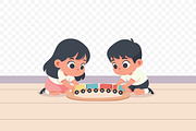 Boy and Girl Playing Toy Train, a Person Illustration by Partikusi Design (Thumbnail 3 of 3)