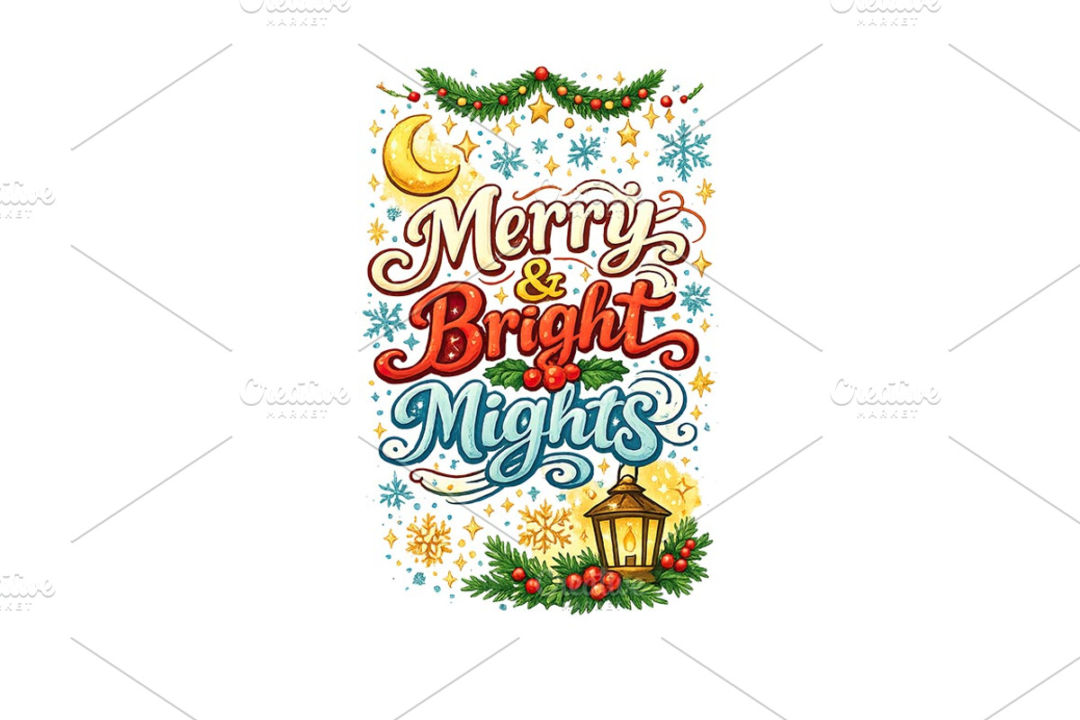 Merry and Bright Christmas Wall Art, a Background Graphic by LaseredNinja (Photo 3 of 3)