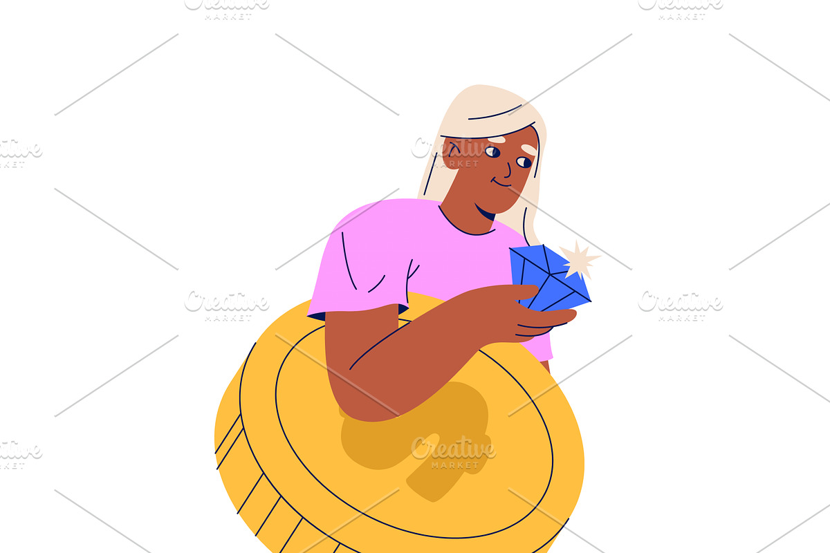 Woman with gem for money saving, a Finance Illustration by Elegant Solution