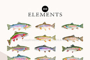 Watercolor Trout Fish Clipart, a Decorative Illustration by OKArtHub (Thumbnail 3 of 8)