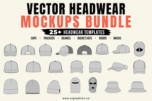 25+ Vector Headwear Mockups Bundle
