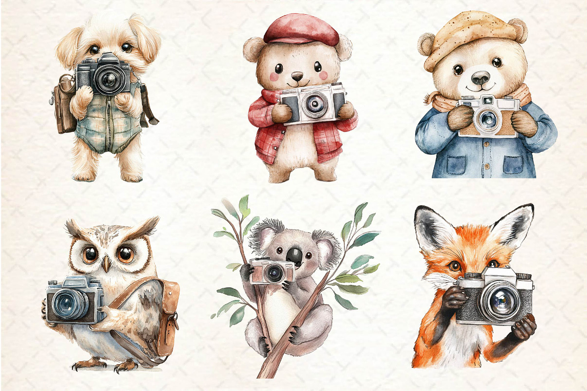 Cute Animals Photographer Clipart, an Illustration by Dream Creation (Photo 5 of 6)