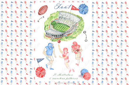 Football Watercolor Clipart, a Graphic by LABFcreations
