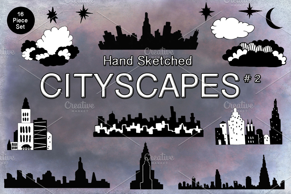 Handsketched Cityscape Clipart Set 2, an Illustration by Lone Star I&D (Photo 5 of 5)